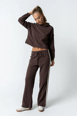 Kourtney Waffle Knit Hoodie in Brown