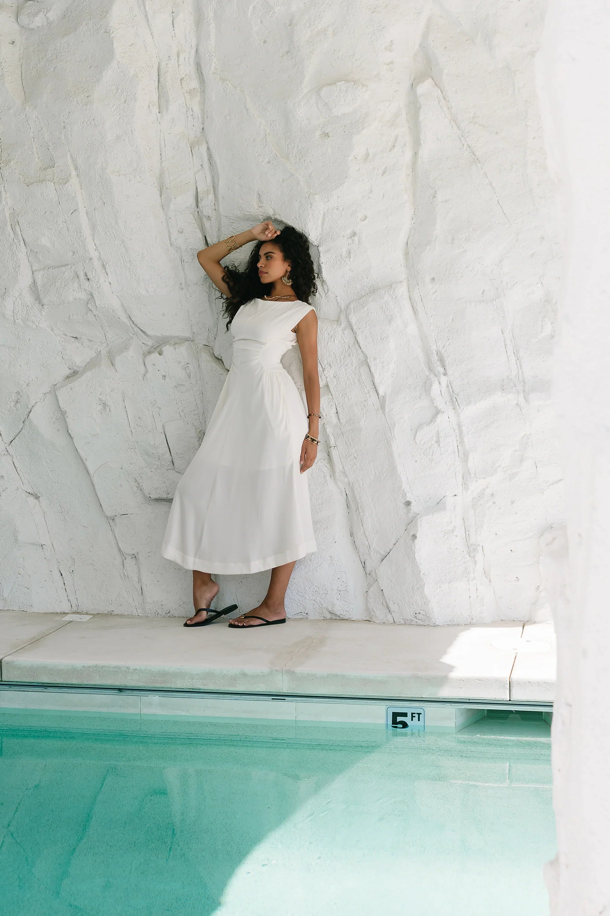 Nora Midi Dress in Ivory