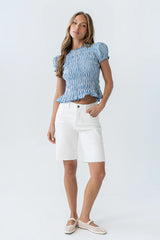 Ruth Smocked Top in Blue