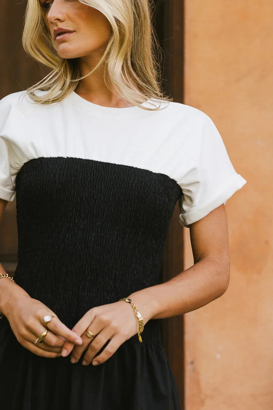 Florence Smocked Midi Dress in Black FINAL SALE