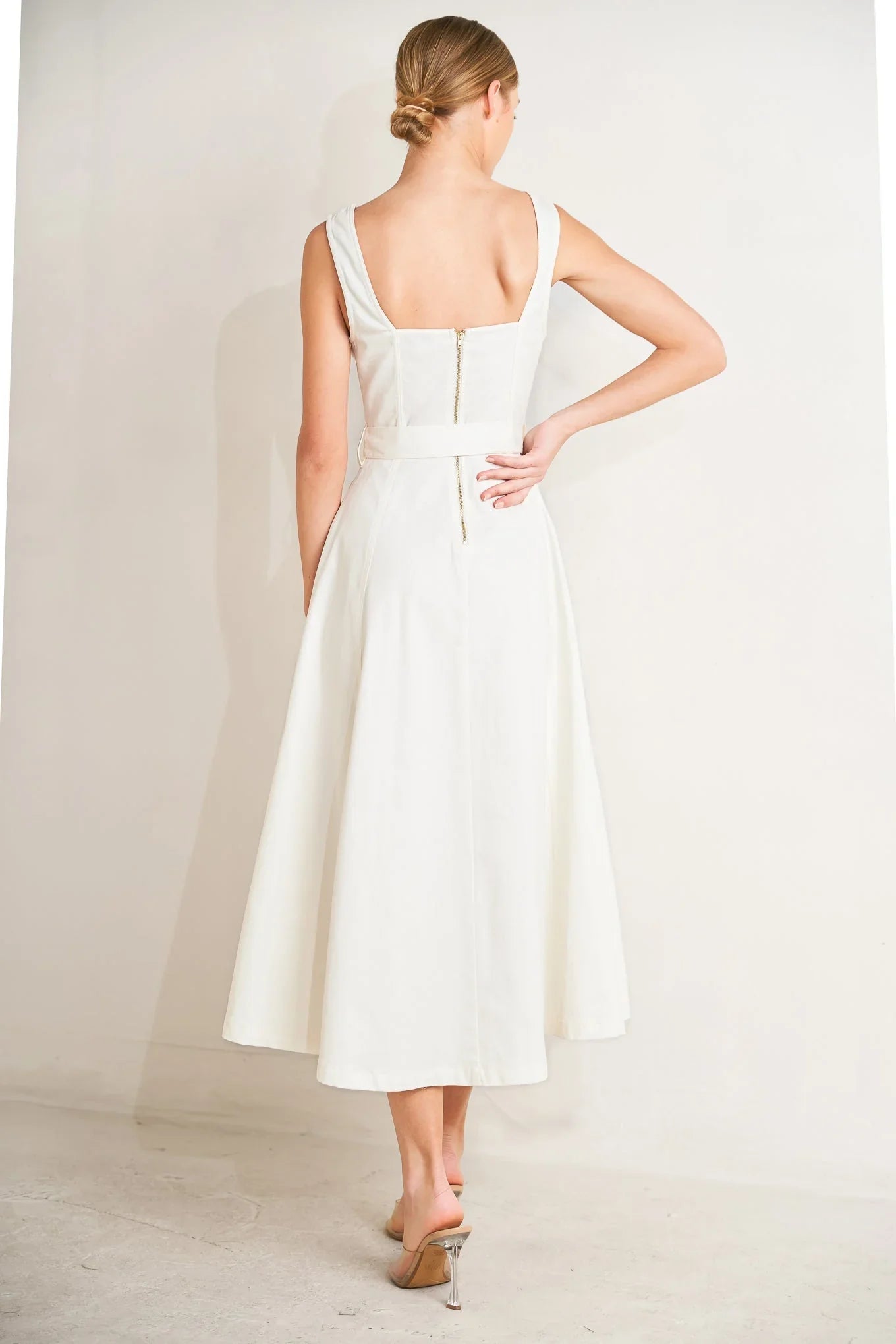 BELLA PORTOFINO WHITE MIDI DRESS