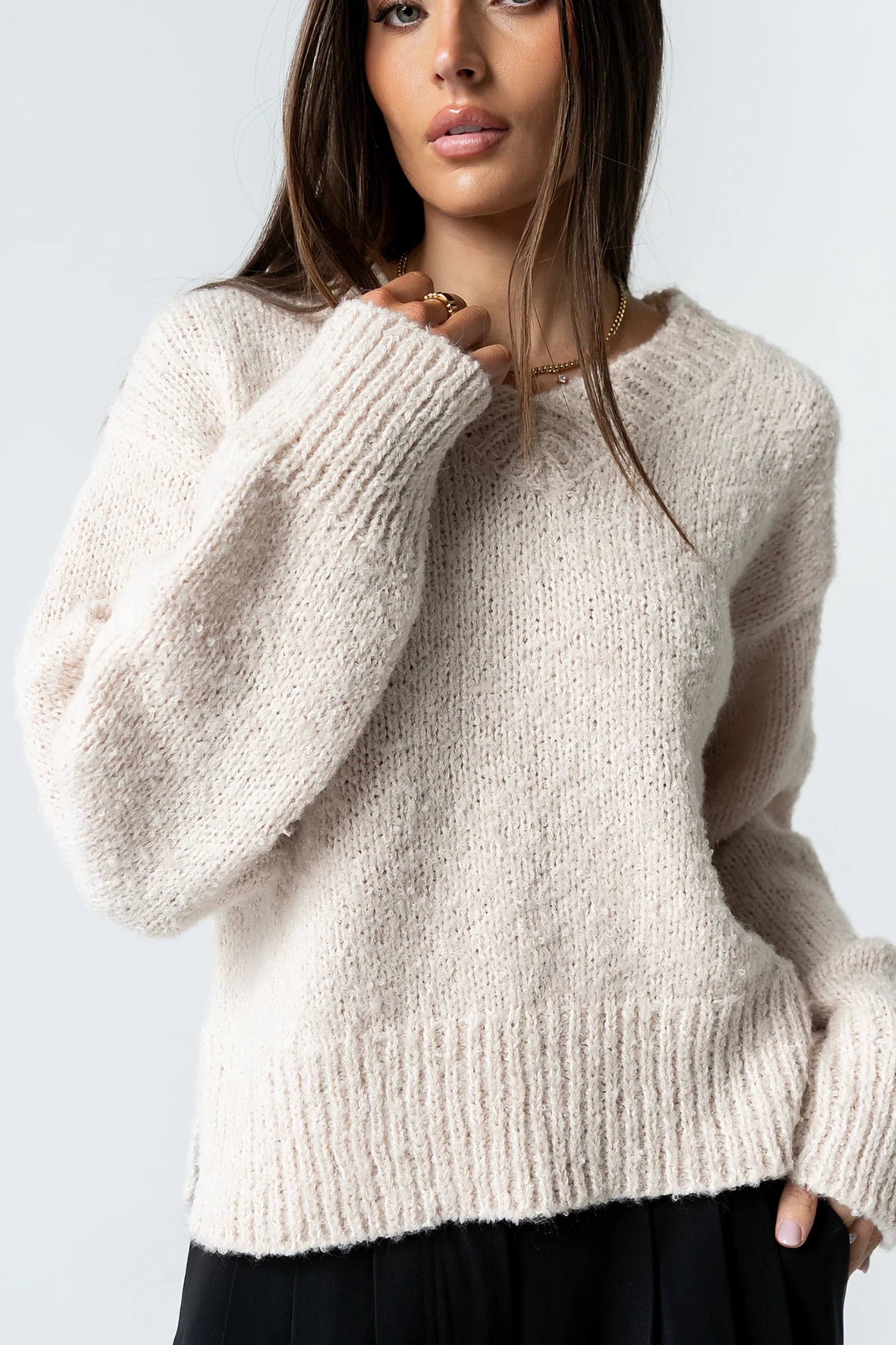 Junie Fuzzy Sweater in Cream