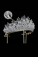 Silver Feather Shaped Zirconia Crown