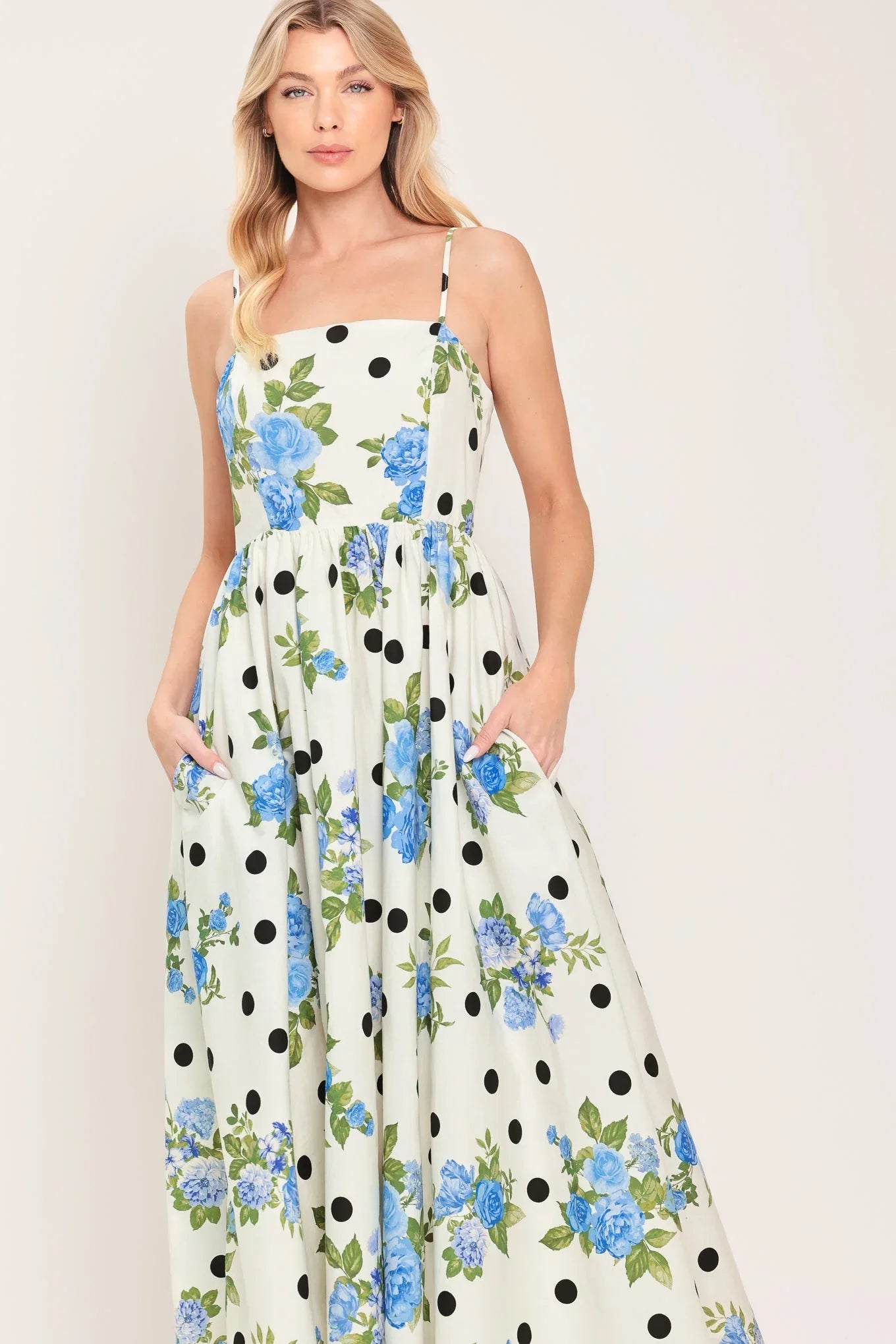 RETRO FLORA WOVEN MIDI DRESS