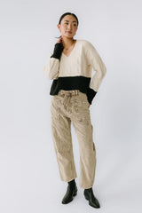 Dana Corduroy Barrel Pants in Olive FINAL SALE