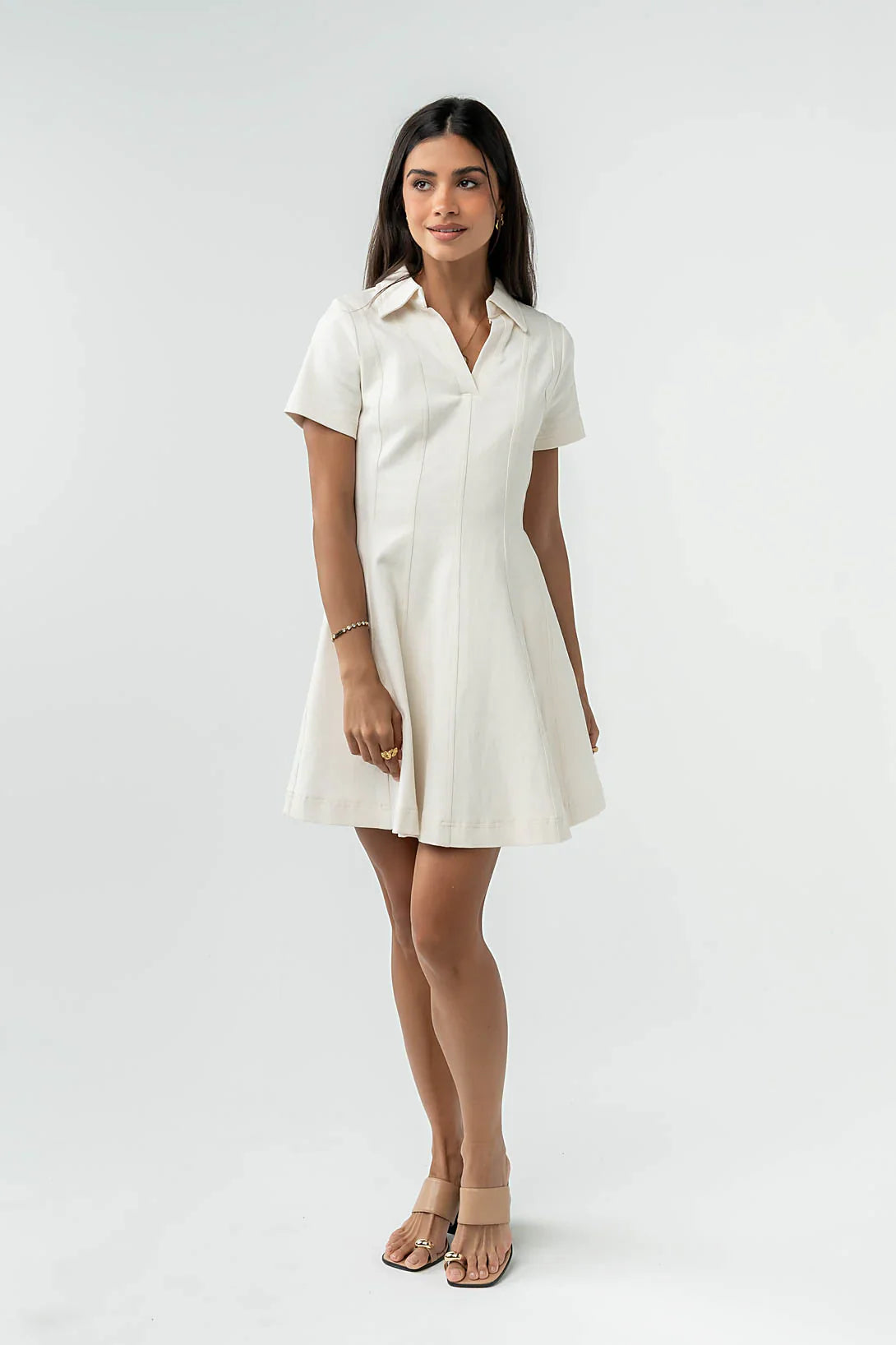 Carlie Denim Mini Dress in Cream