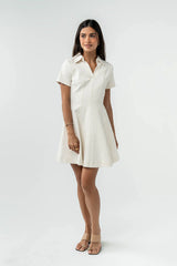 Carlie Denim Mini Dress in Cream