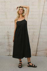 Genevieve Empire Midi Dress in Black FINAL SALE