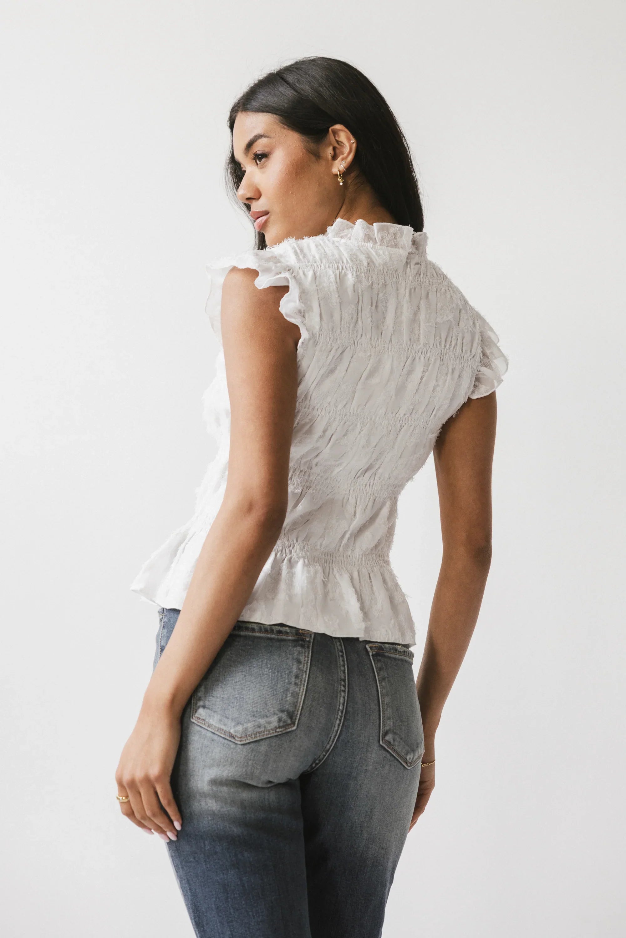 Rodney Smocked Blouse in Cream