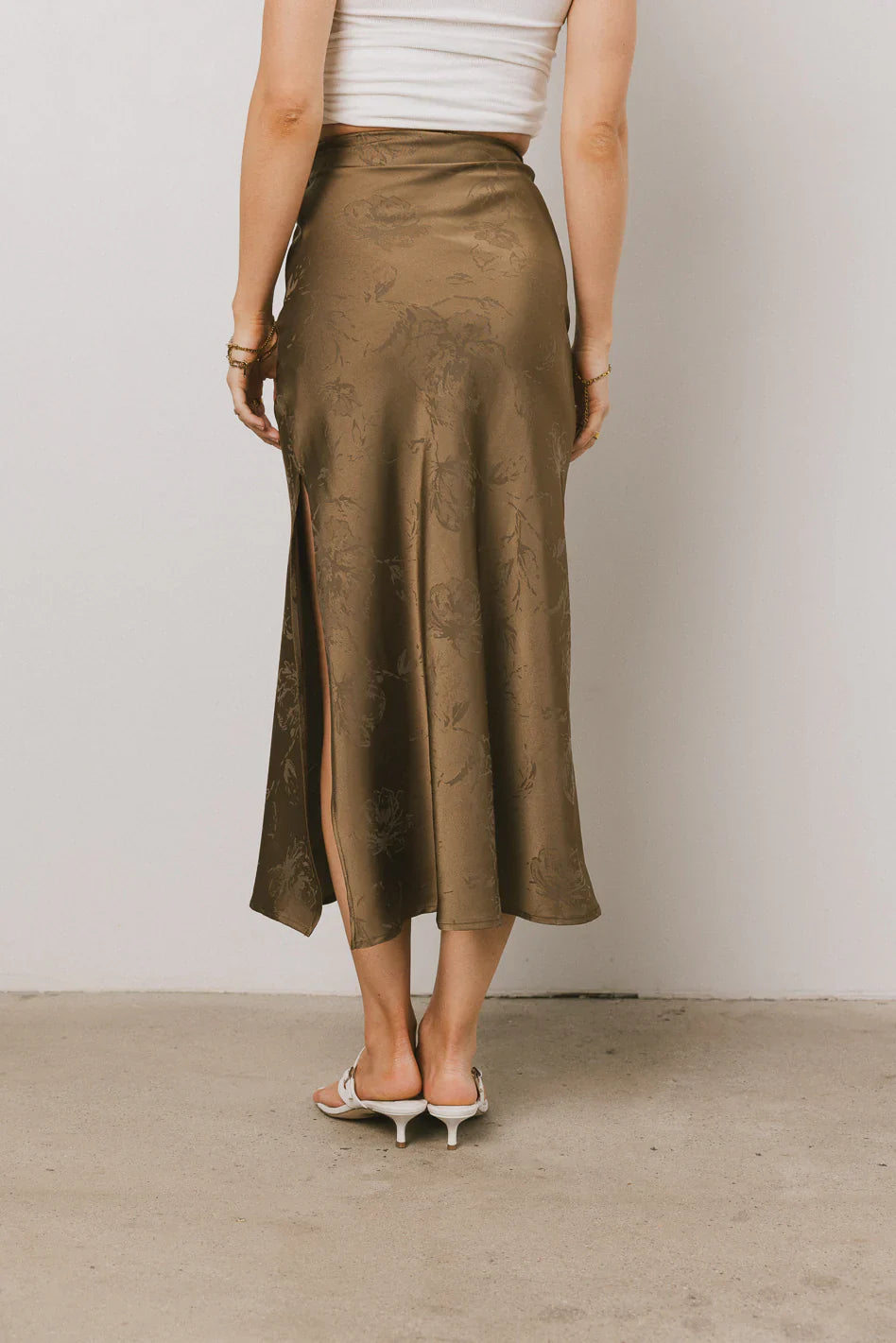 Ellie Floral Maxi Skirt in Olive FINAL SALE