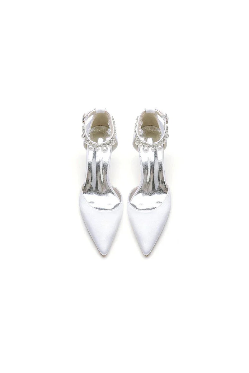 Pointed Toe Wedding Heels with Pearl Tassel