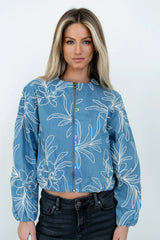 Sidney Embroidered Jacket in Medium Wash