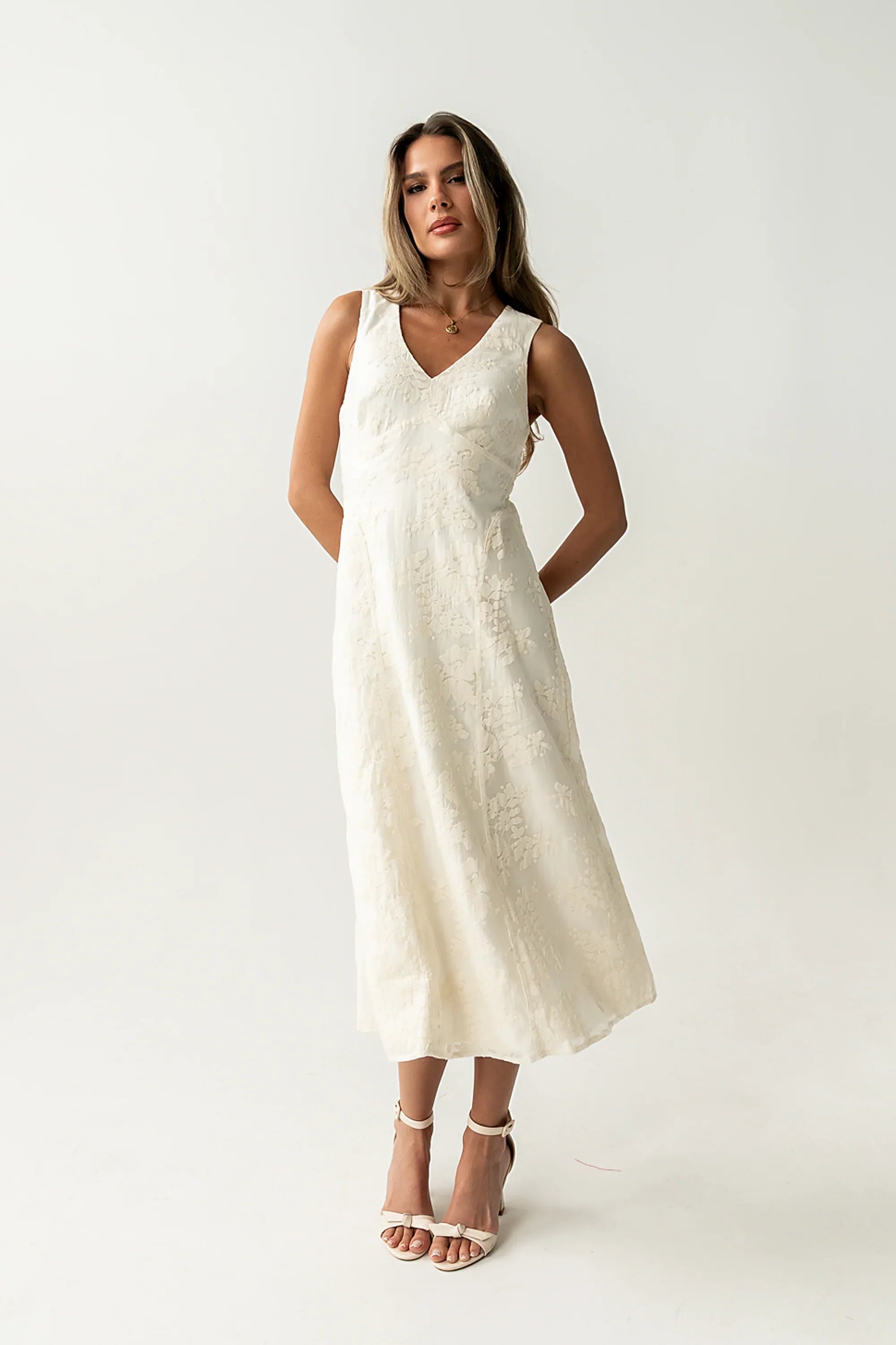Ariel Embroidered Midi Dress