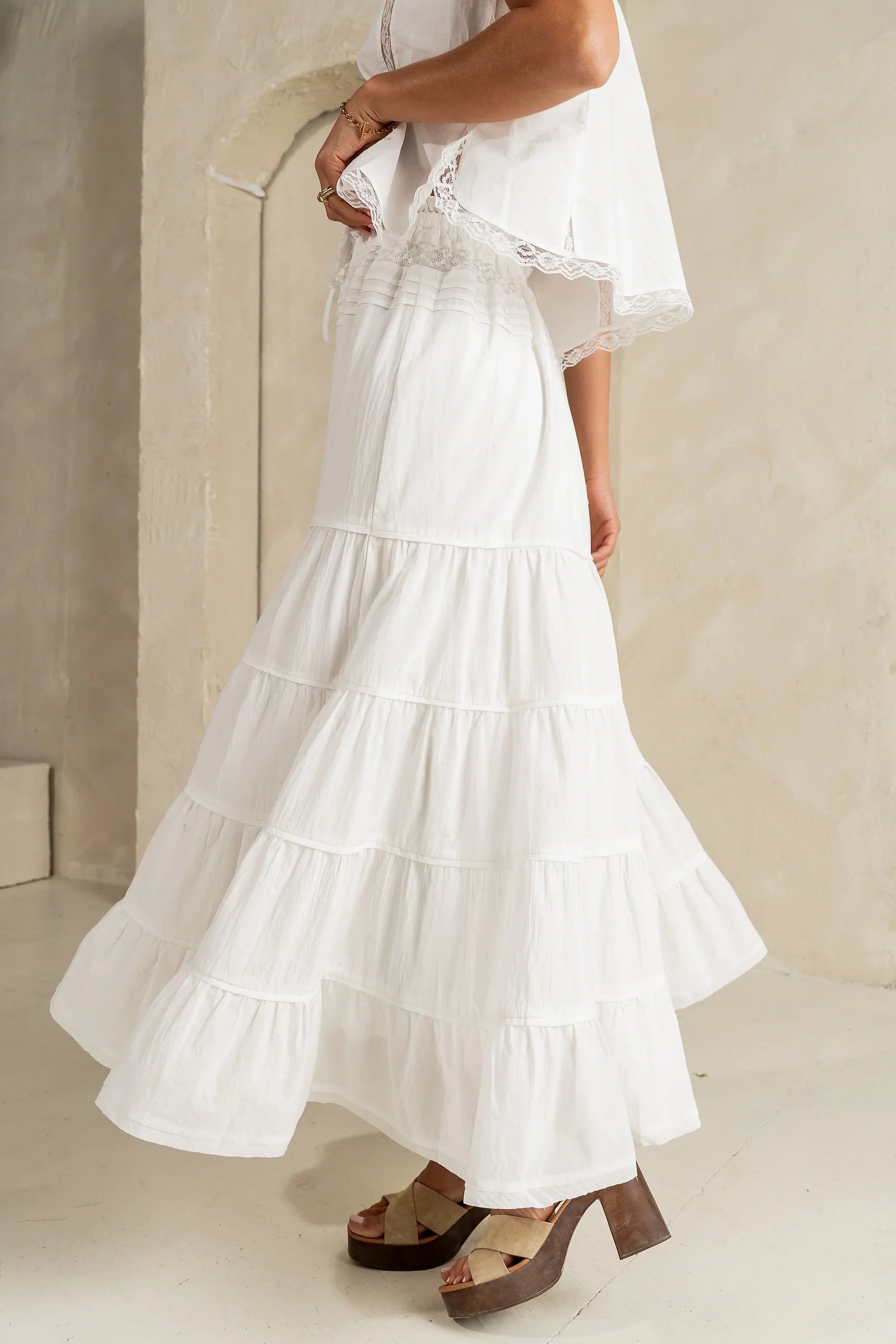 Mira Maxi Skirt in White FINAL SALE
