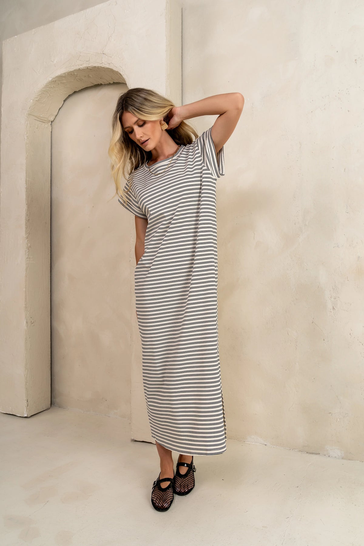 Esme Striped Maxi Dress in Black FINAL SALE