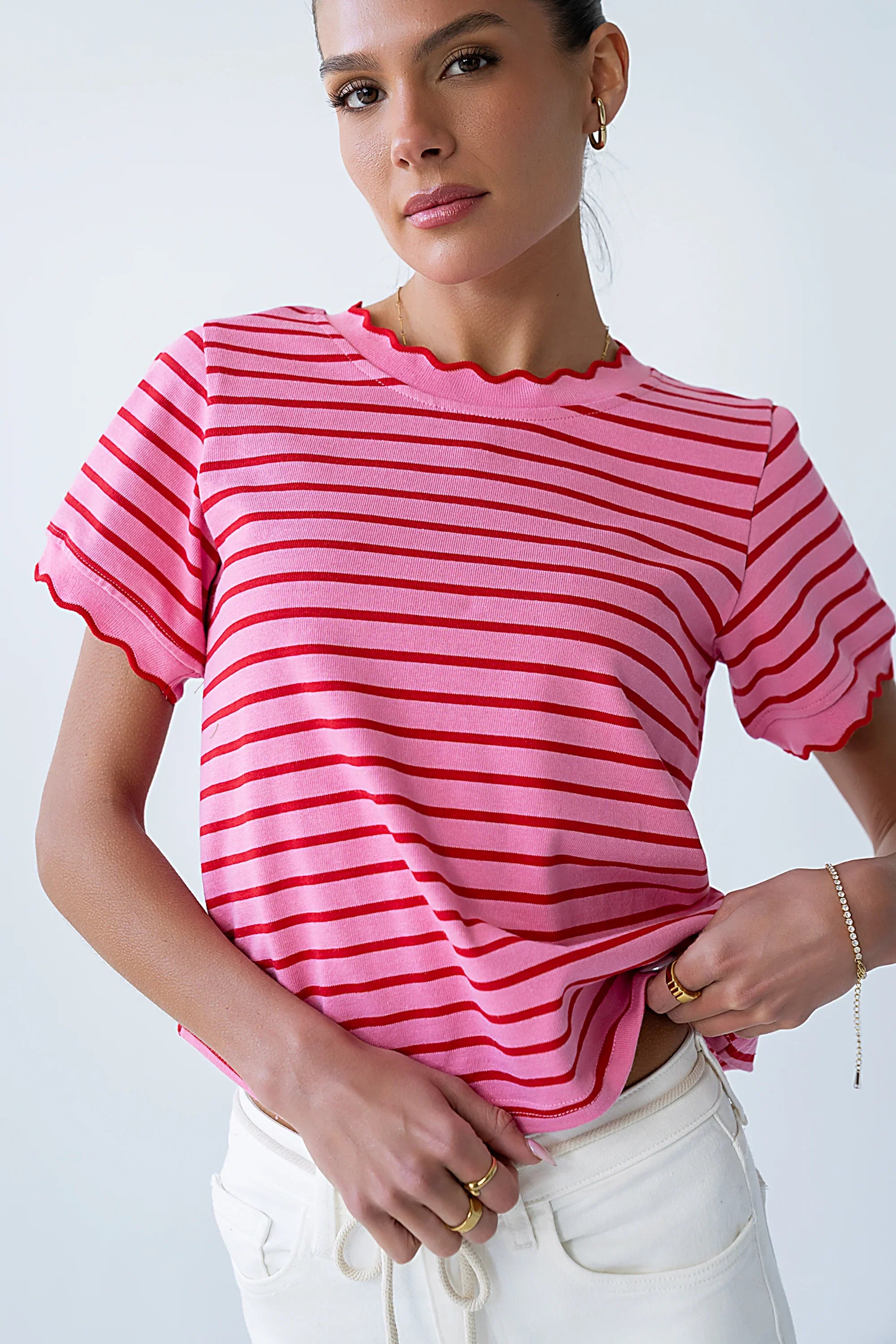 Walker Scalloped Top in Pink