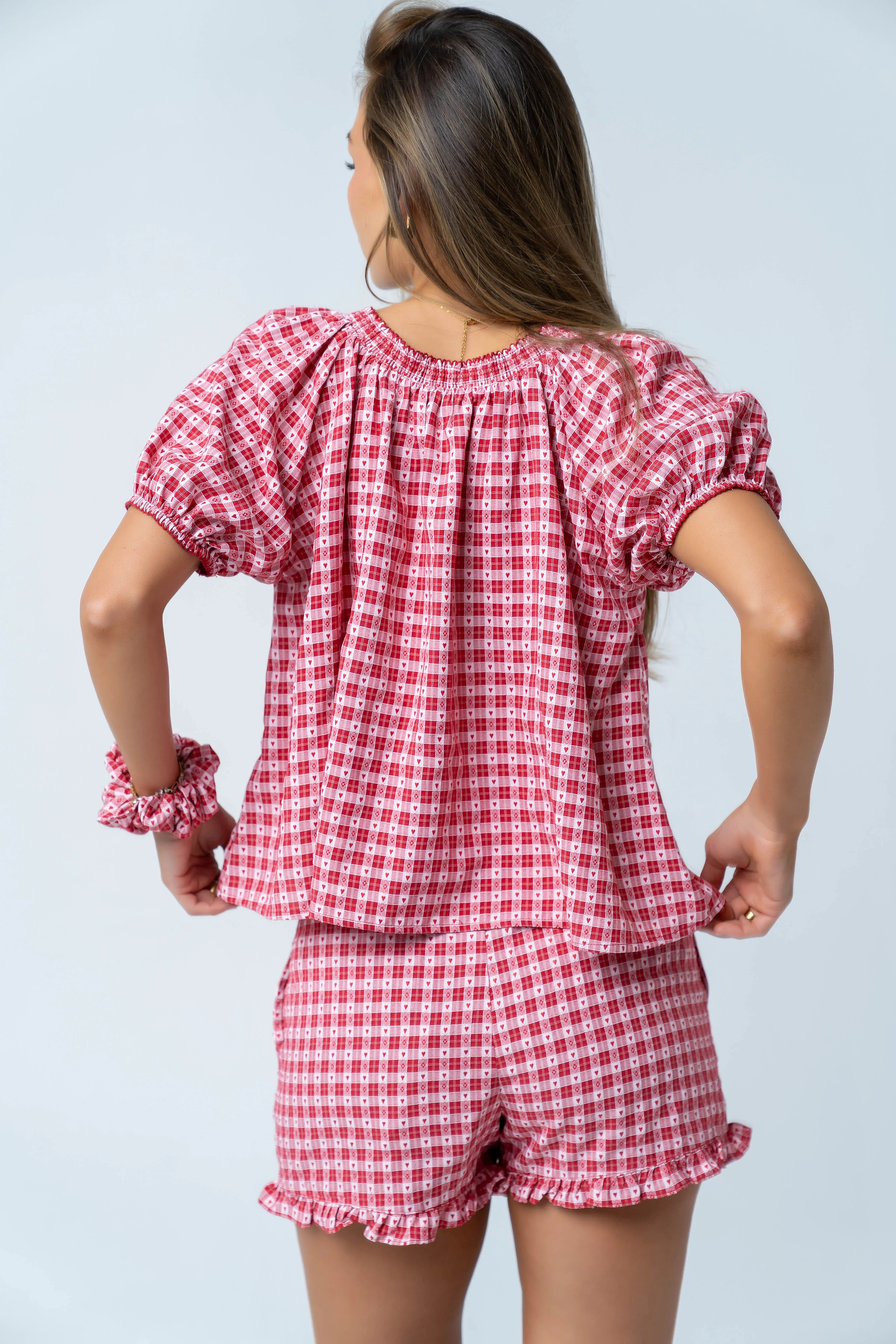 Ambree Gingham Button Up Top