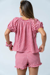 Ambree Gingham Button Up Top