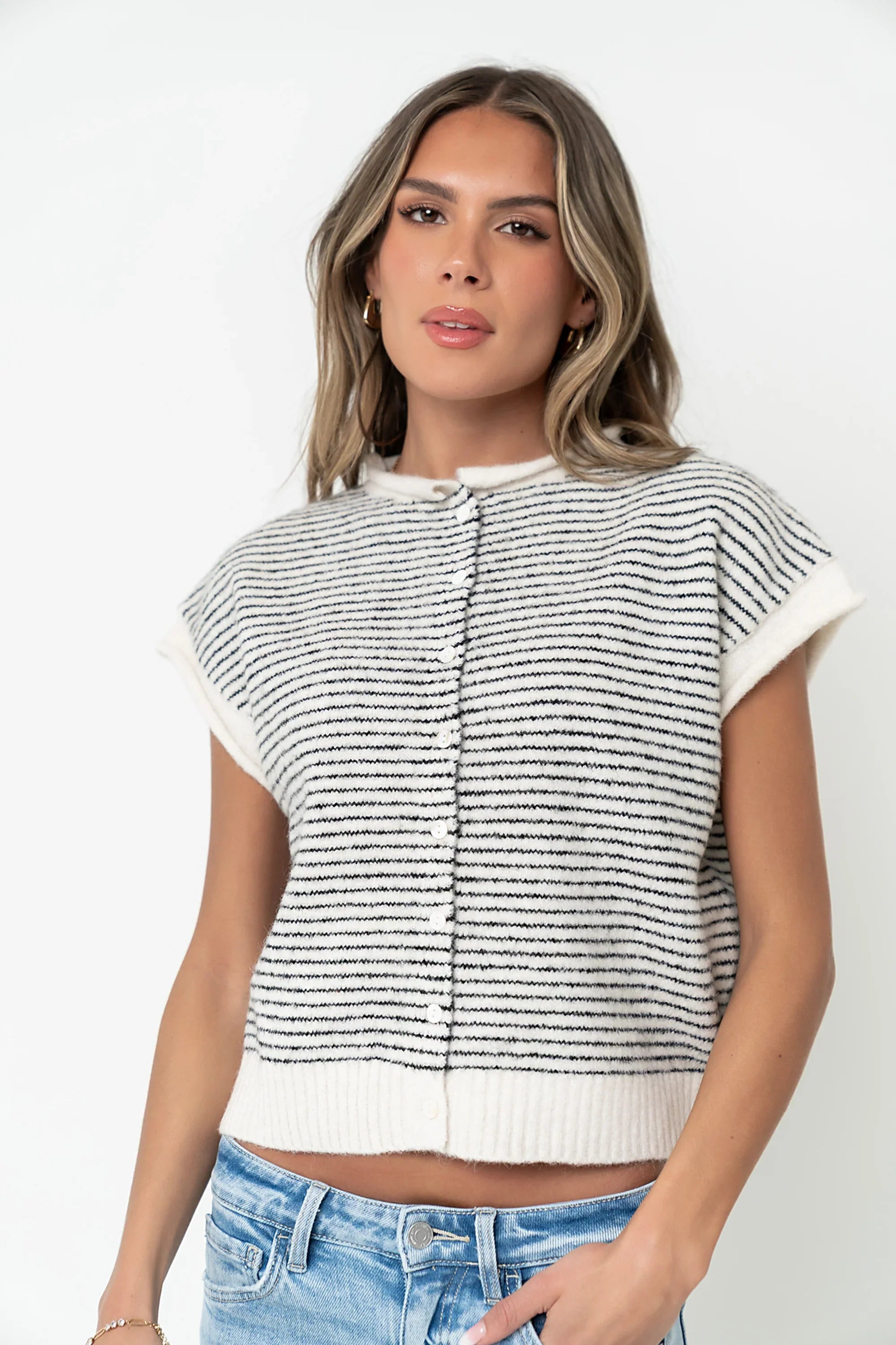 Percey Knit Cardigan in White