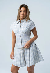 Tristan Plaid Button Up in Blue