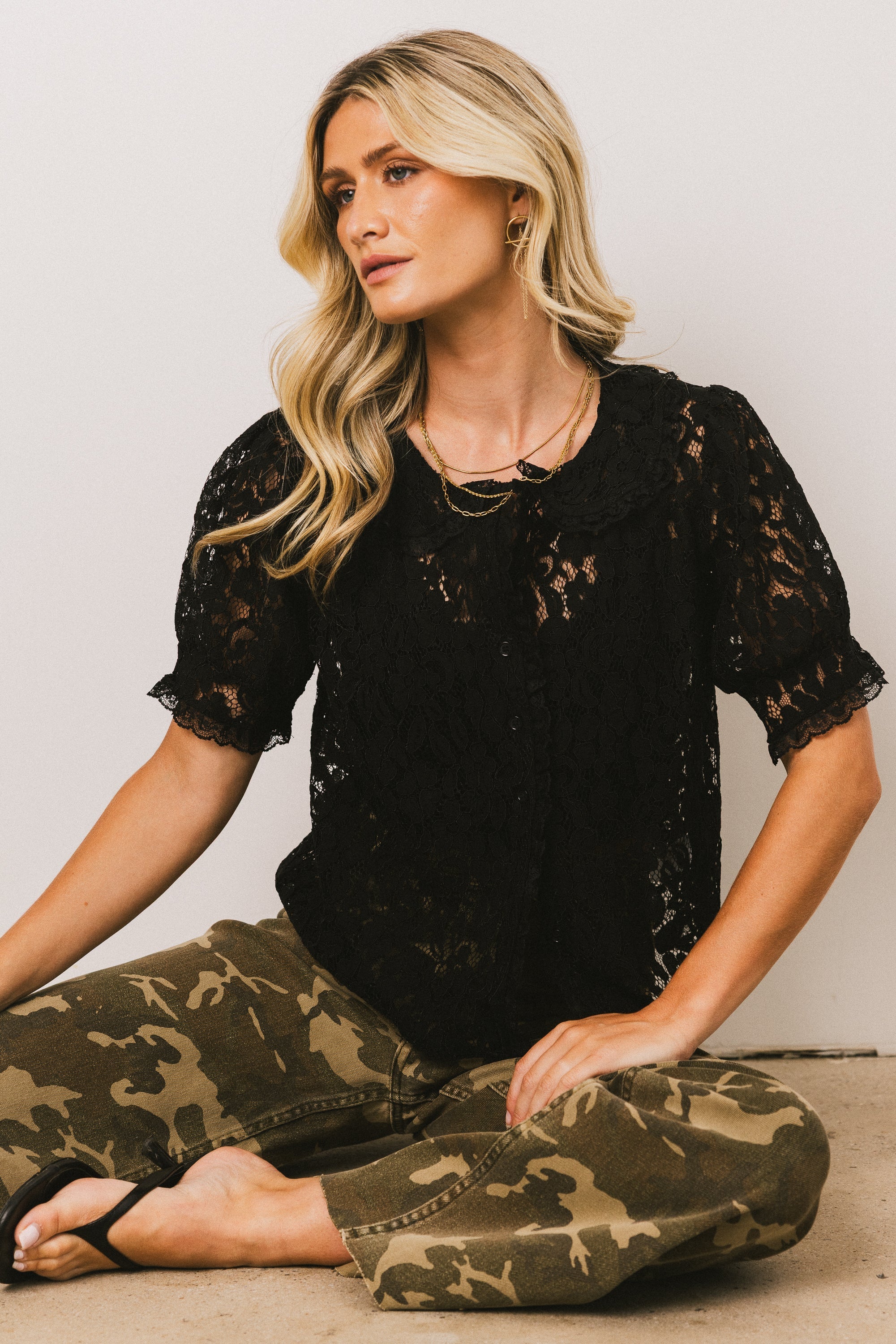 Mari Lace Blouse in Black FINAL SALE
