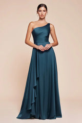 MIRANDA GOWN ONE SHOULDER SOFT SATIN A LINE DRESS