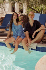 Lynn Relaxed Romper in Blue FINAL SALE