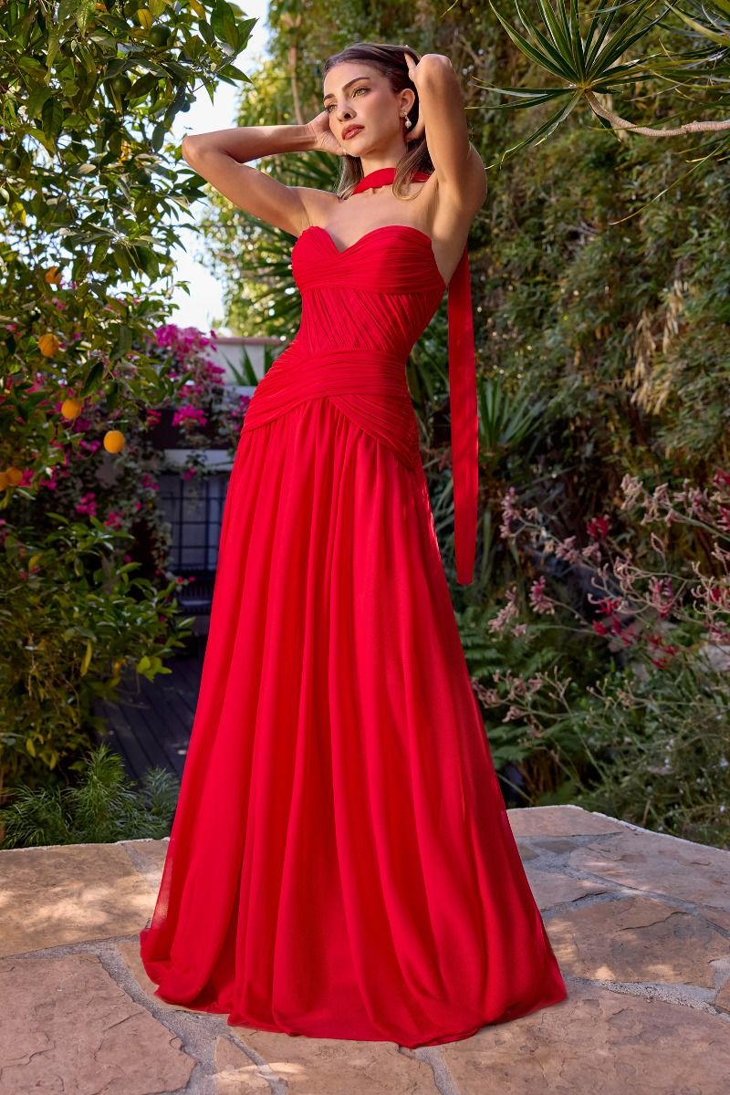 Kimberly Gown Chiffon A line Dress With Scarf