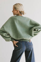 Reversible Sherpa Sweatshirt in Green FINAL SALE