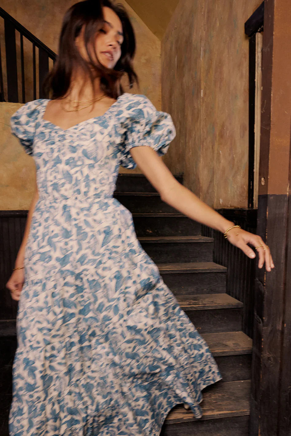 Robbie Floral Midi Dress in Blue FINAL SALE