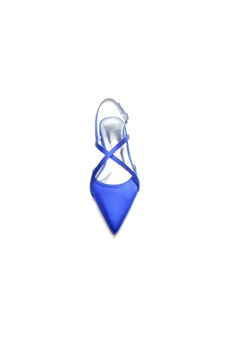 Simple Pointed Toe Ankle Straps Kitten Heels