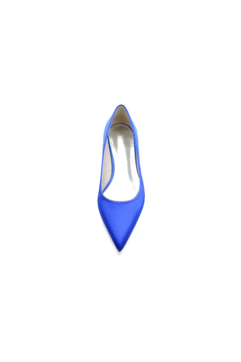 Simple Pointed Toe Satin Low Heels