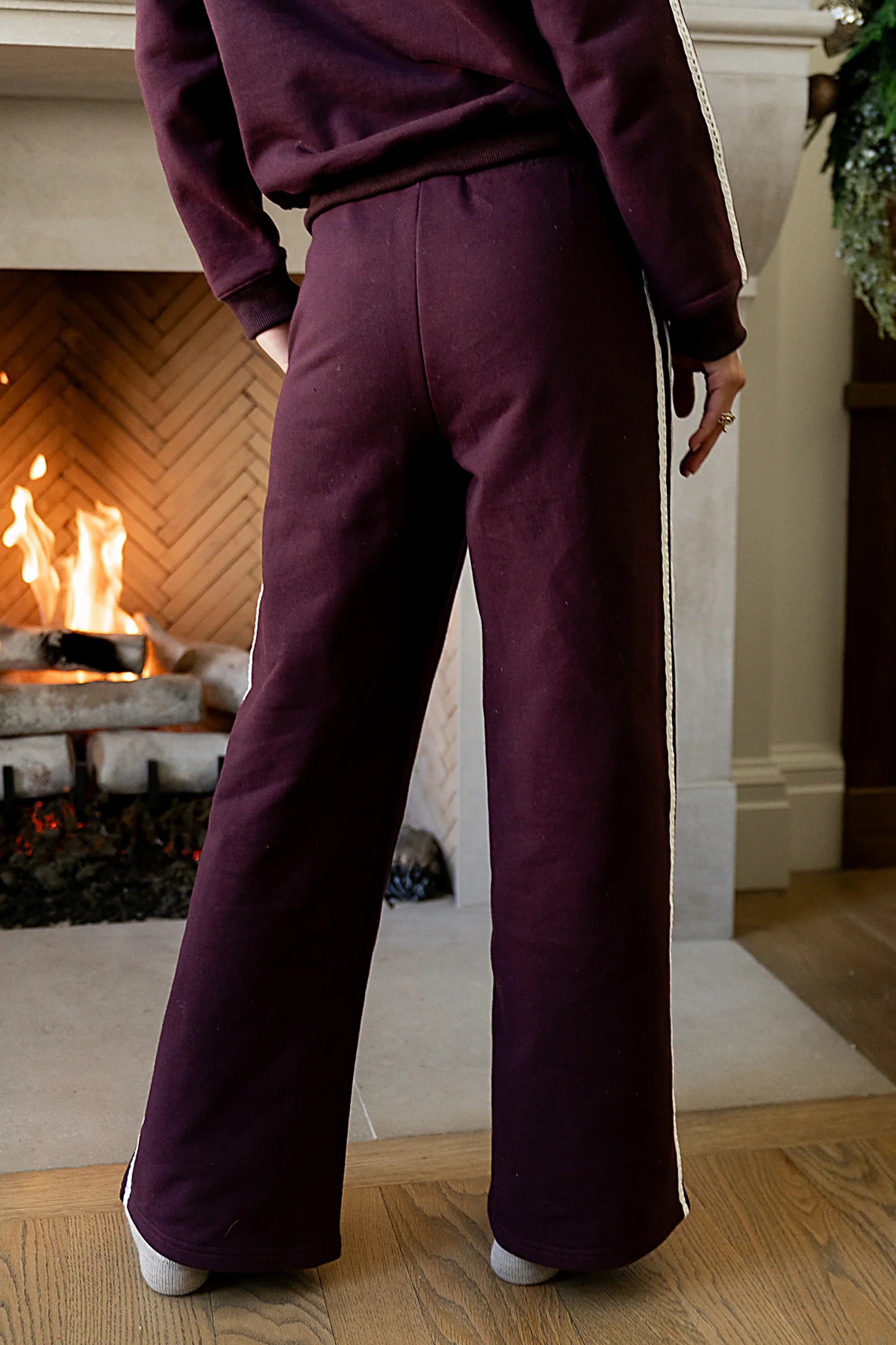 Mickey Wide Leg Jogger in Burgundy FINAL SALE