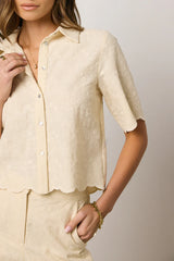 Perrie Floral Button Up in Cream FINAL SALE