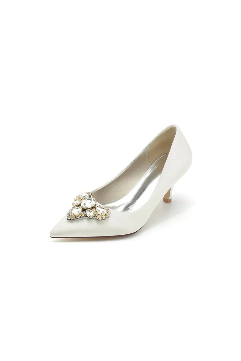 Pointed Toe Stiletto Heels with Rhinestone