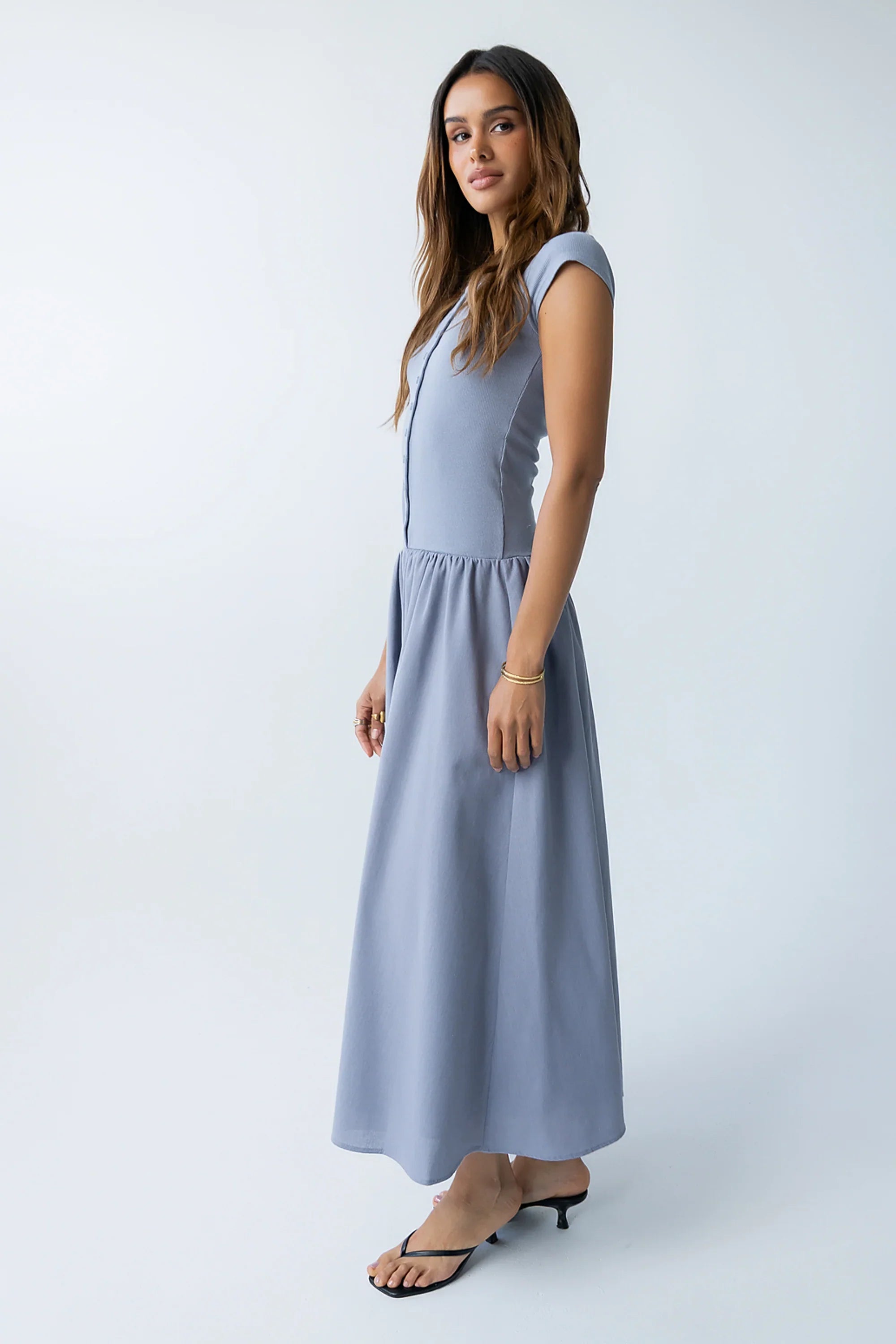 Bailee Maxi Dress in Slate Blue