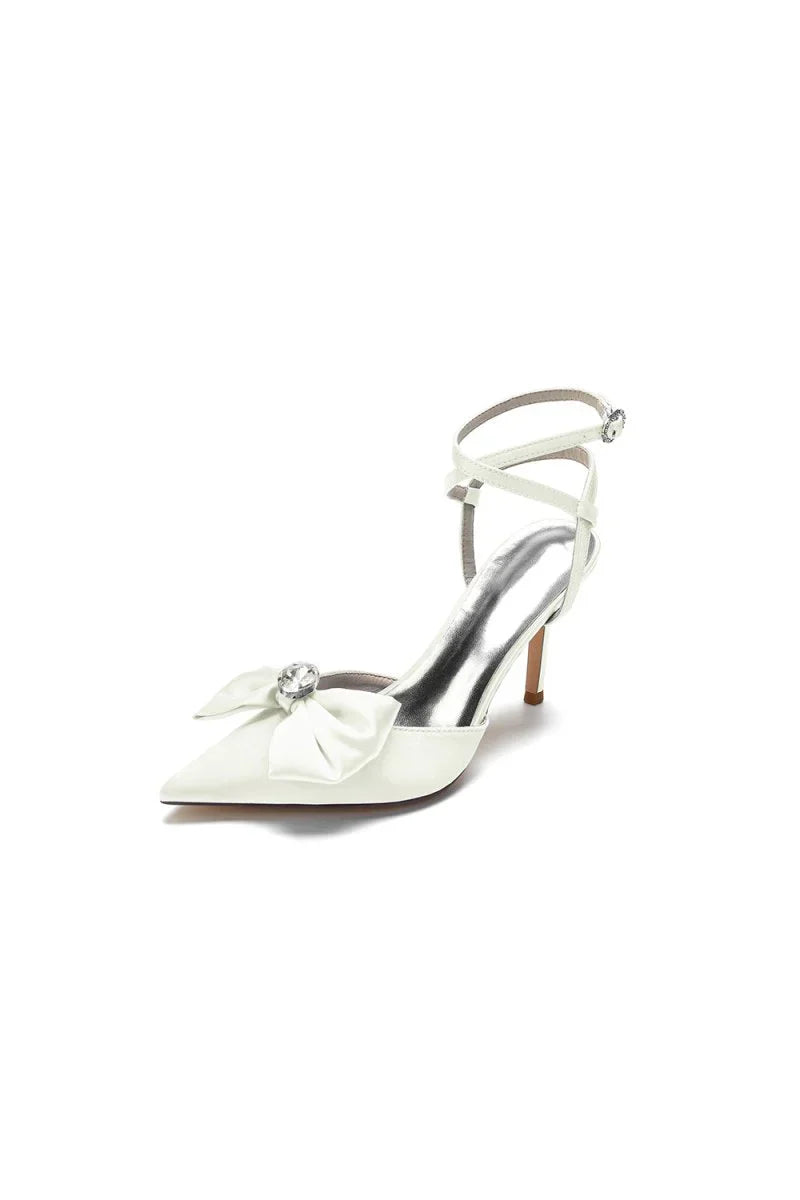 Buckle Strap Bow Pointed Toe High Heels
