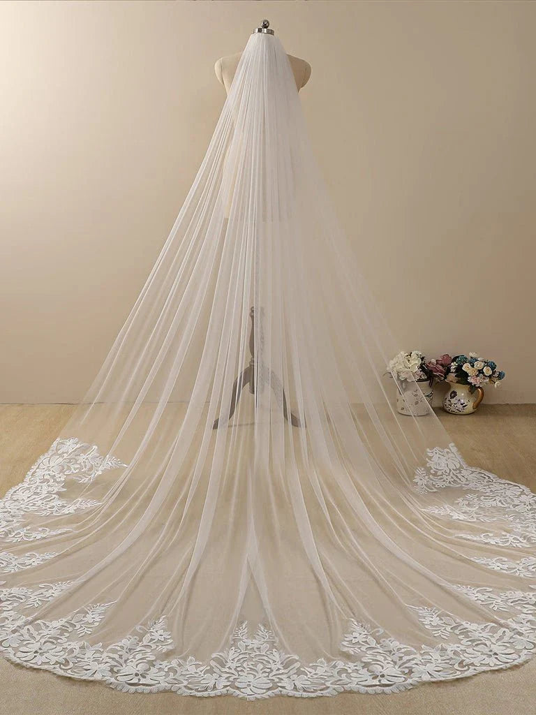Vintage Flower Lace Cathedral Veil Bridal Veil Wedding Veil