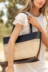 Ellie Wicker Tote in Black FINAL SALE