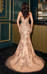 LINDEN GOWN FLORAL SEQUIN CORSET GOWN