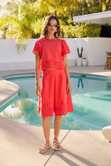 Molly Embroidered Top in Red