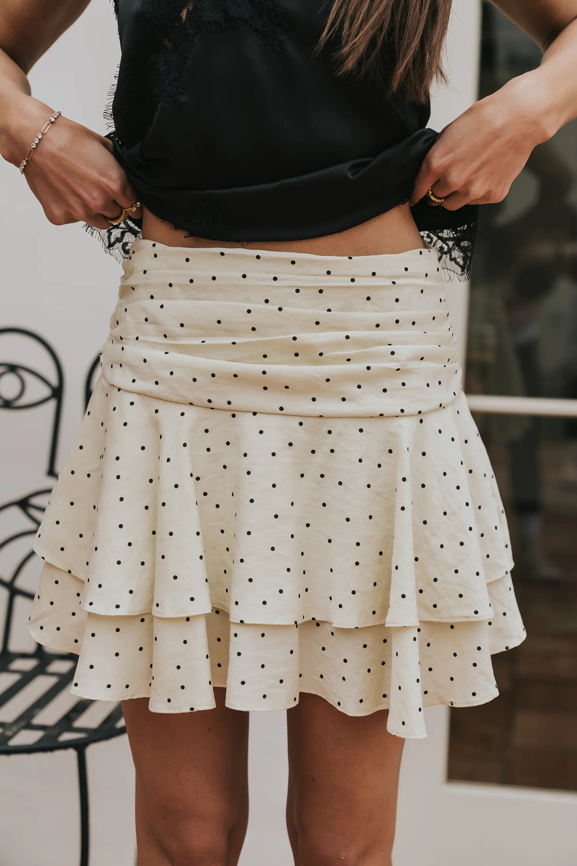 Trina Polka Dot Mini Skirt in Yellow