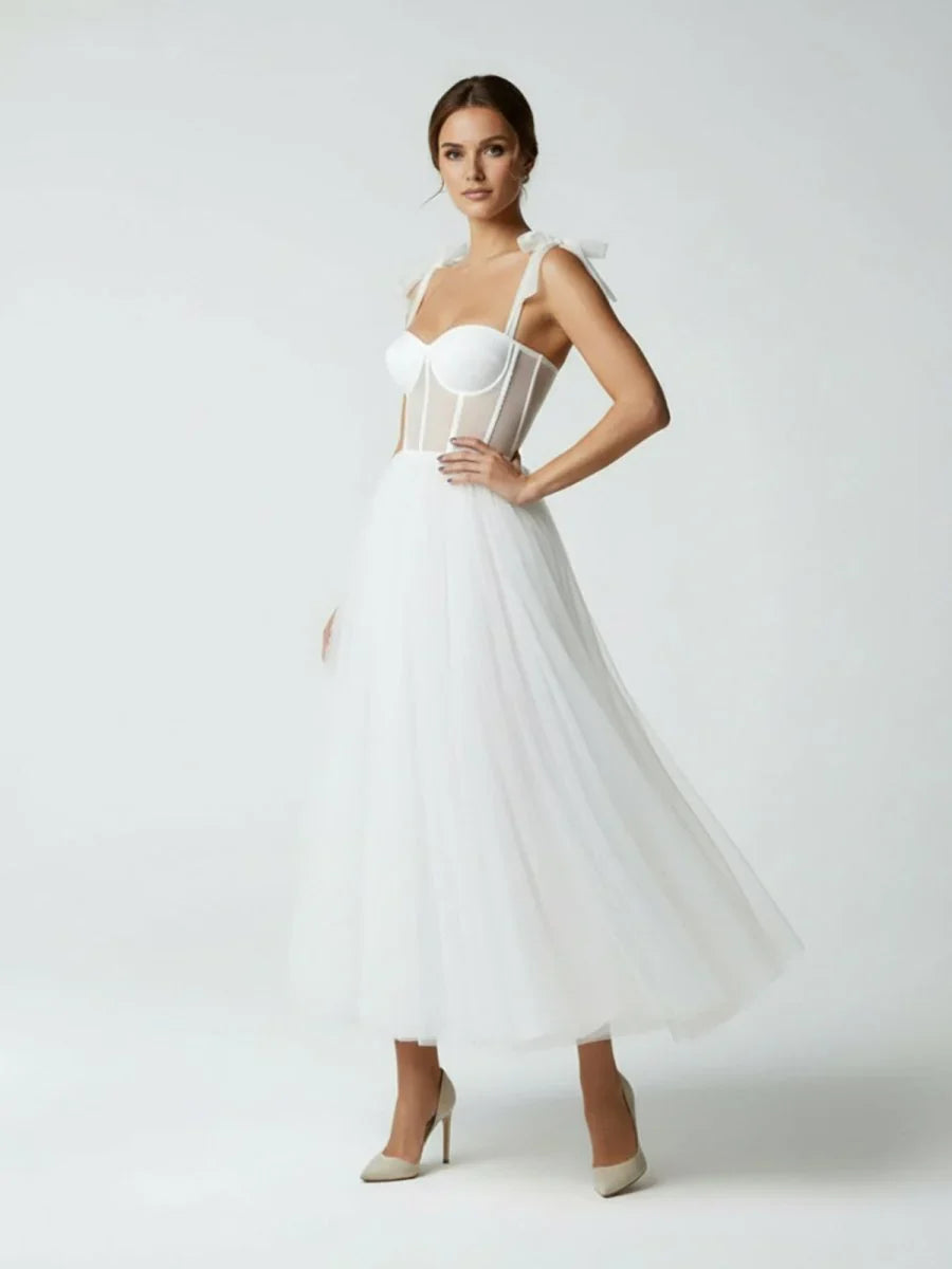 Sex Short White Wedding Dresses With Tulle Tea Length