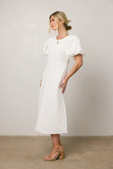 Henry Textured Midi Dress in White FINAL SALE