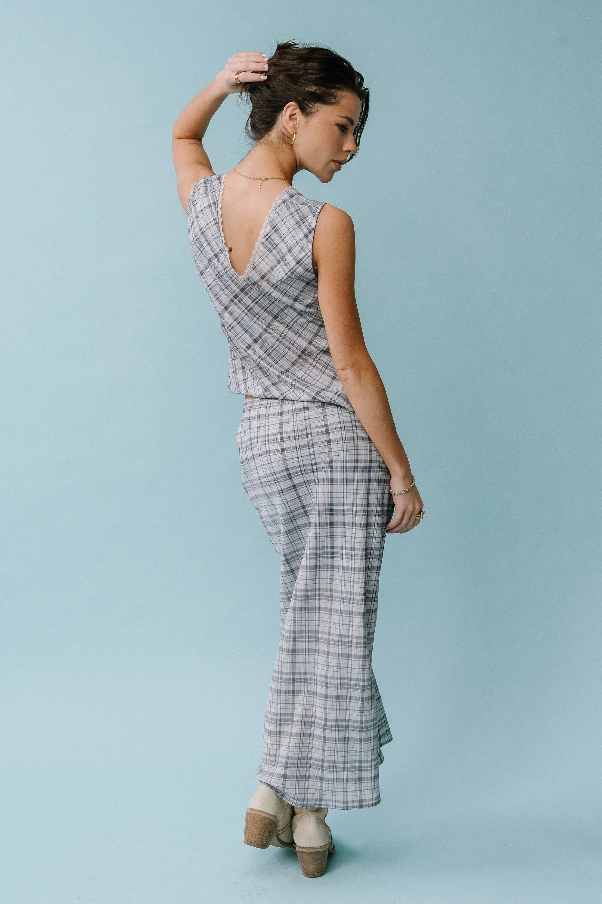 Jenna Plaid Blouse in Blue