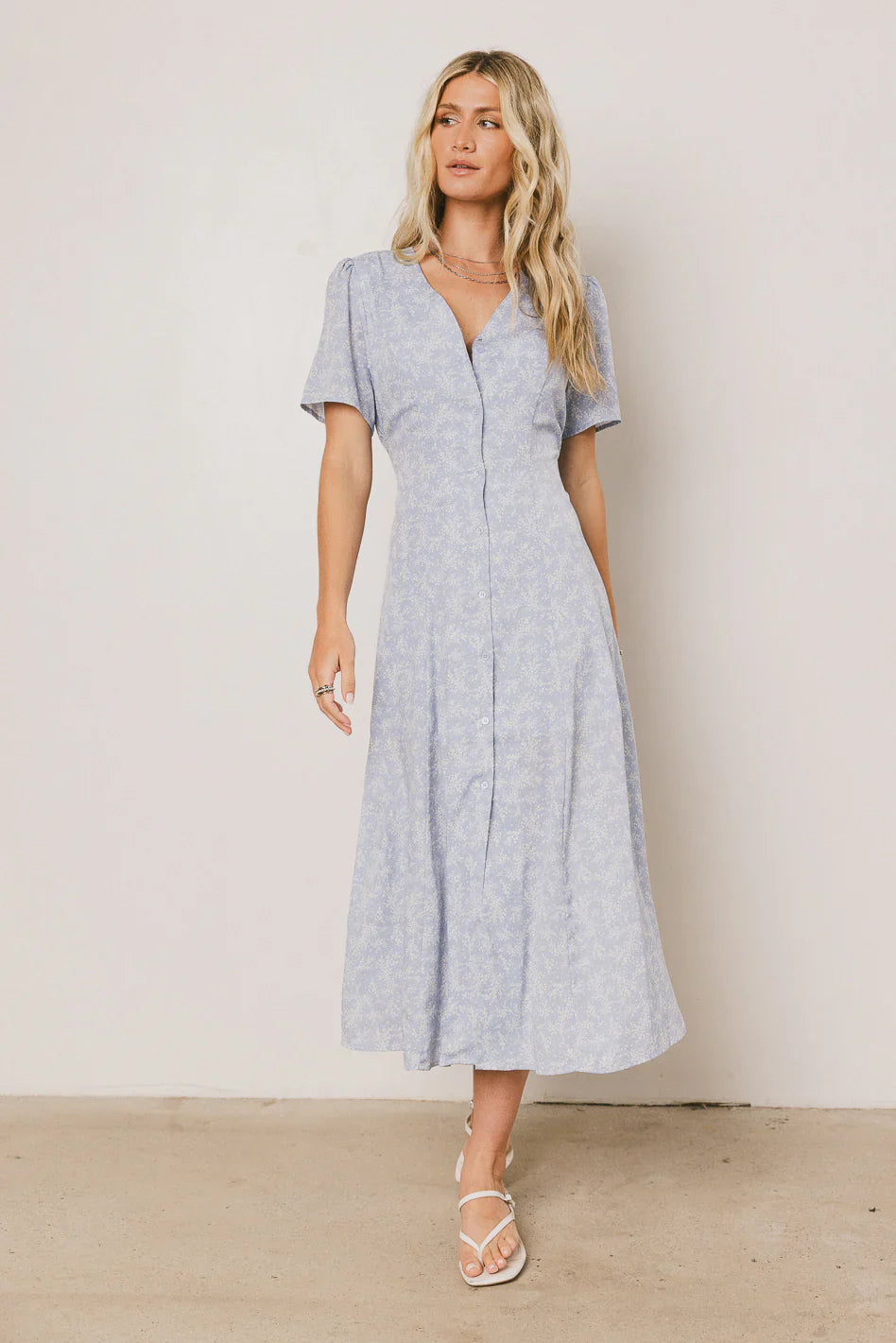 Kade Floral Midi Dress in Blue FINAL SALE