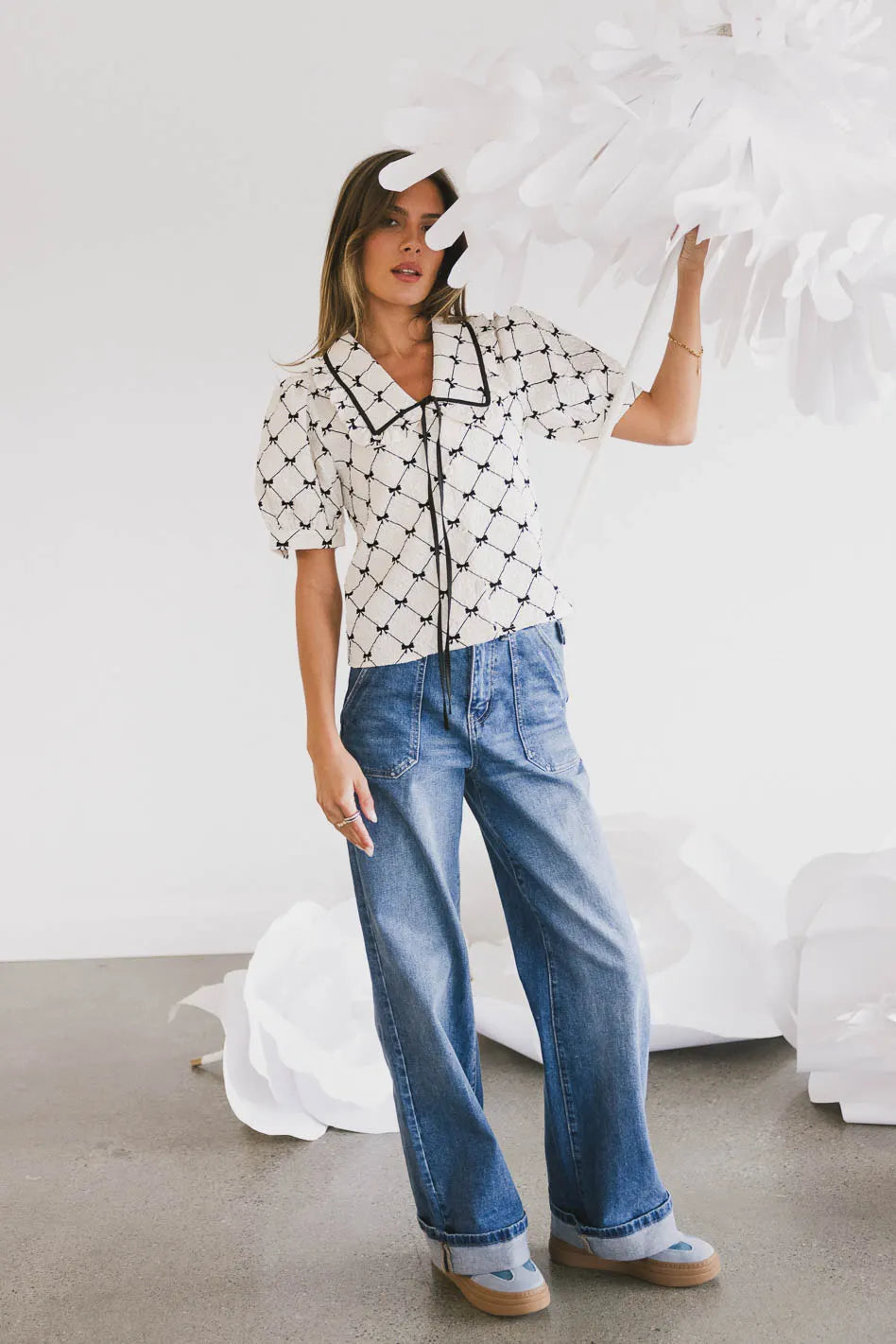 Maia Bow Collared Top FINAL SALE
