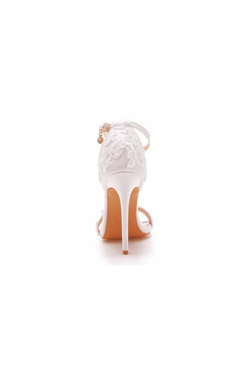 Open Toe lace Ankle Strap Wedding High Heel