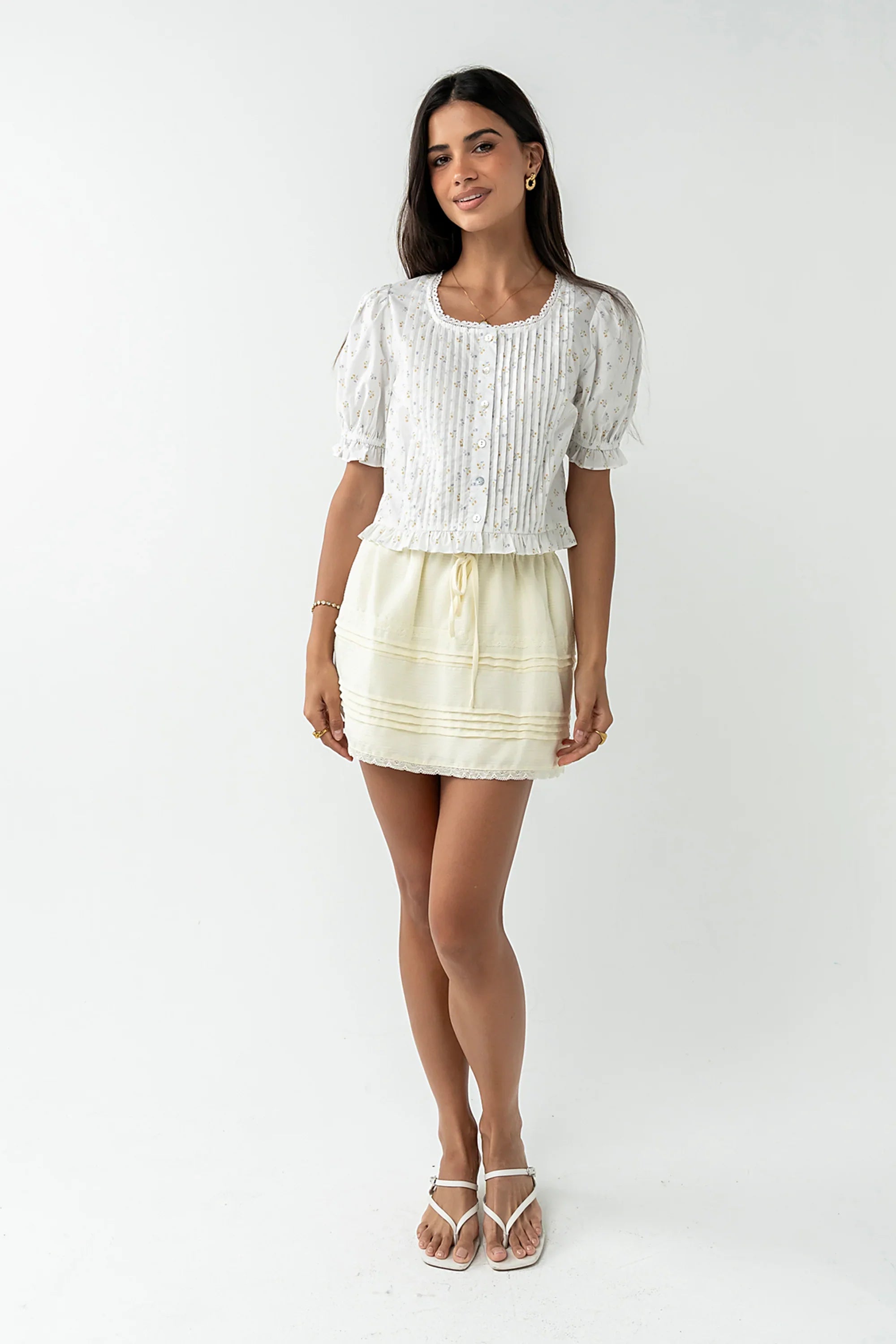 Tracie Floral Blouse in White