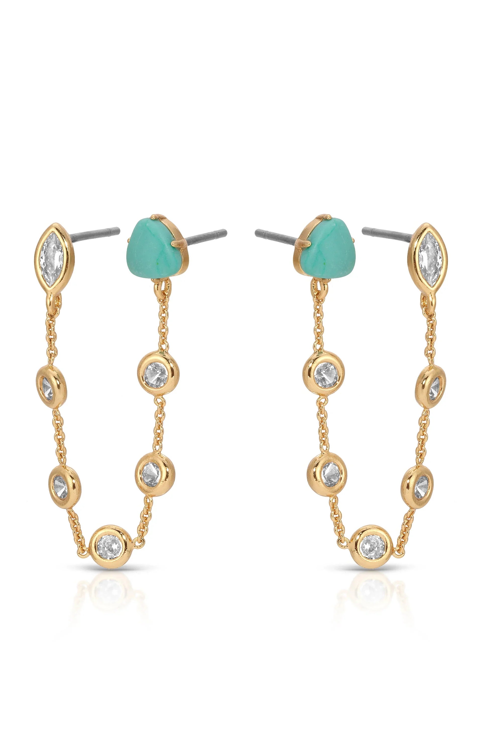 Double Piercing Turquoise Earrings